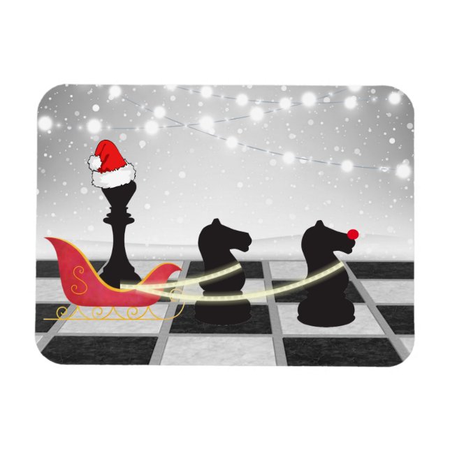 Schach Weihnachtsmann und Rentier Weihnachten Magnet (Horizontal)