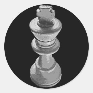 Schach, Weißer König, Schwarz und Weiß Runder Aufkleber