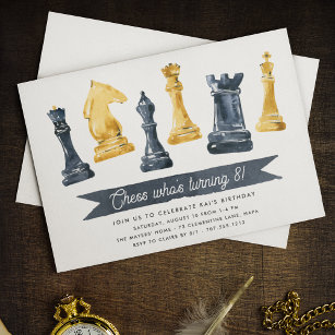 Schach Who   Schach-Thema Kindergeburtstag-Party Einladung