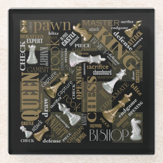 Schachbedingungen Silver und Gold ID784 Glasuntersetzer (Vorderseite)