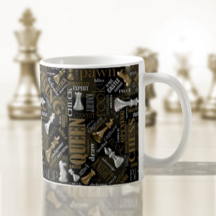 Schachbedingungen und Stücke Silver und Gold ID784 Kaffeetasse