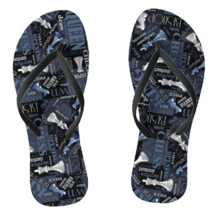 Schachbegriffe und -stücke Silver und Blue ID784 Flip Flops