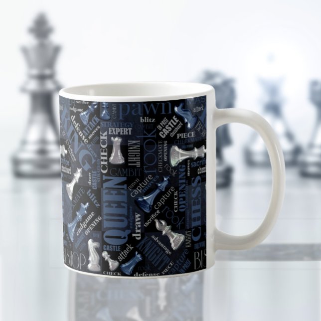 Schachbegriffe und -stücke Silver und Blue ID784 Kaffeetasse (Von Creator hochgeladen)