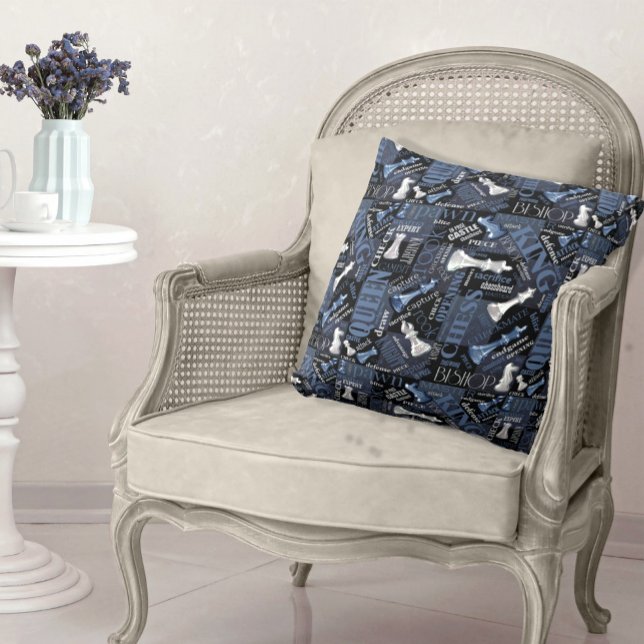 Schachbegriffe und -stücke Silver und Blue ID784 Kissen (Von Creator hochgeladen)