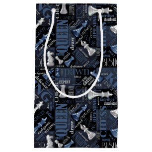 Schachbegriffe und -stücke Silver und Blue ID784 Kleine Geschenktüte