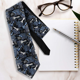 Schachbegriffe und -stücke Silver und Blue ID784 Krawatte