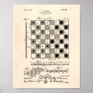 Schachbrett 1923 Patent Art Old Peper Poster