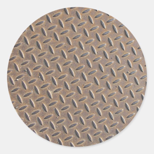 Schachbrett aus Stahl oder Metall Runder Aufkleber (Vorderseite)