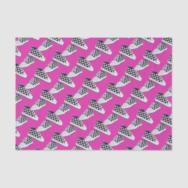 Schachbrett-Baby-Turnschuhe/Pink | städtisch Seidenpapier (Vorderseite)