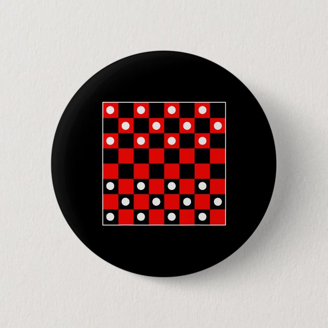 Schachbrett Board Games Black and Red Hal Button (Vorderseite)