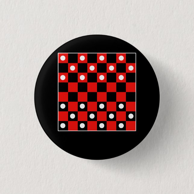 Schachbrett Board Games Black and Red Hal Button (Vorderseite)