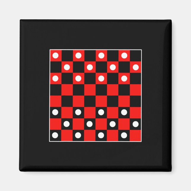 Schachbrett Board Games Black and Red Hal Magnet (Vorne)