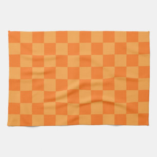 Schachbrett-Design für Licht und Dunkel-Orange Geschirrtuch