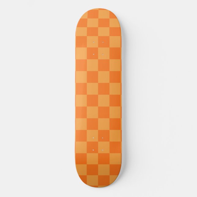 Schachbrett-Design für Licht und Dunkel-Orange Skateboard (Vorderseite)