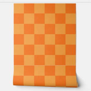 Schachbrett-Design für Licht und Dunkel-Orange Tapete