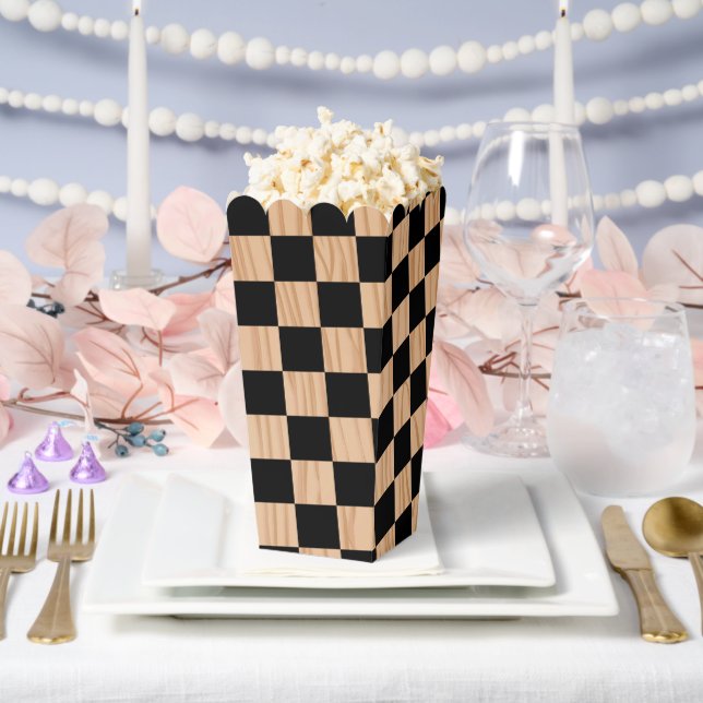 Schachbrett-Design-Popcorn im Quadrat Geschenkschachtel (Hochzeit)
