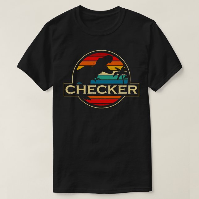 Schachbrett Dinosaur T-Shirt (Design vorne)