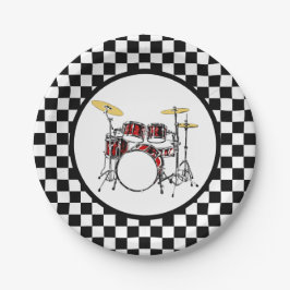 Schachbrett-Drum-Kit für Rock & Roll Pappteller