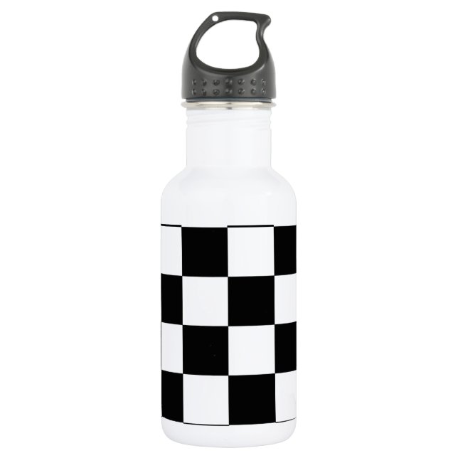 Schachbrett Edelstahlflasche (Vorderseite)
