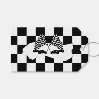 Schachbrett-Flagge und Rennwagen Geschenkanhänger