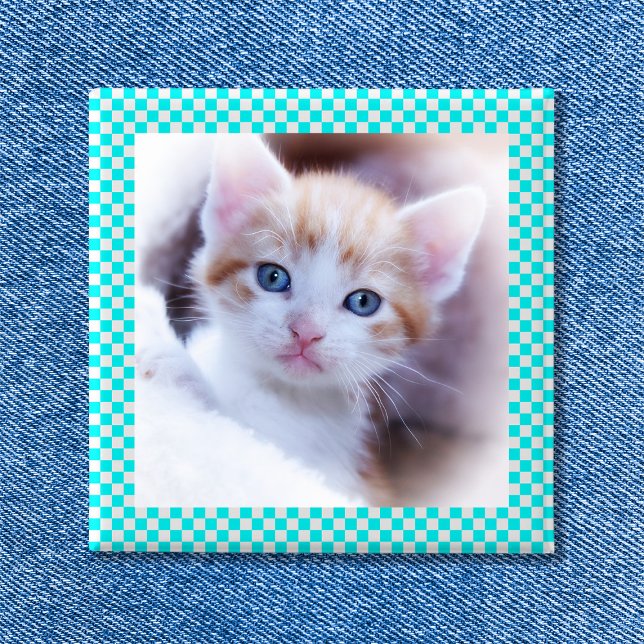 Schachbrett-Fotobild-Button Button (Checkerboard Photo Frame Button)