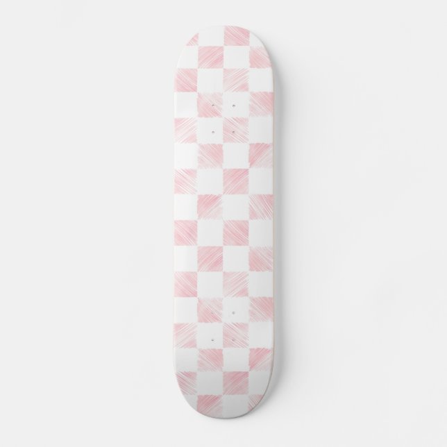 Schachbrett für die modernen weißen rosa Quadrate Skateboard (Vorderseite)