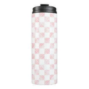 Schachbrett für die modernen weißen rosa Quadrate Thermosbecher