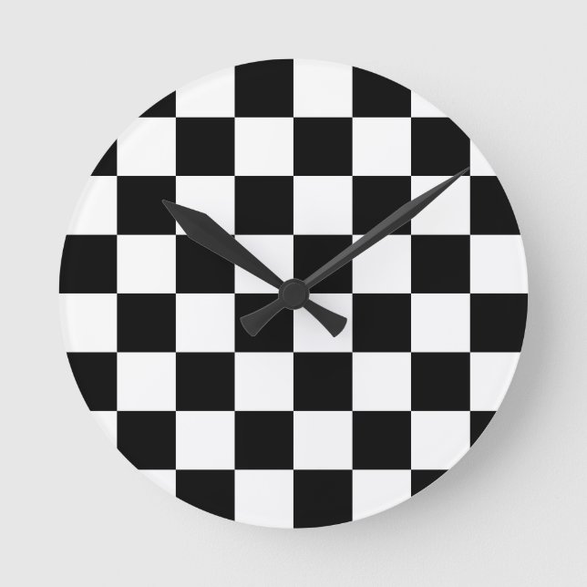 Schachbrett für Schach-Schachbretter Runde Wanduhr (Vorderseite)