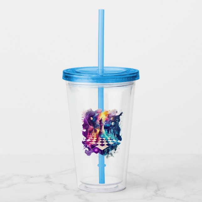 Schachbrett für Wasserfarben Acryltrinkbecher (Vorderseite)