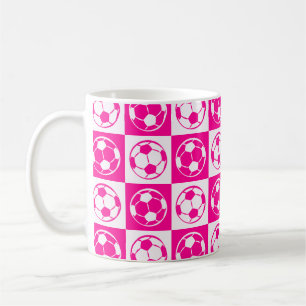 Schachbrett Fußball / Fußballmuster - Rosa Kaffeetasse