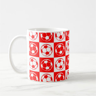 Schachbrett Fußball / Fußballmuster - Rot Kaffeetasse