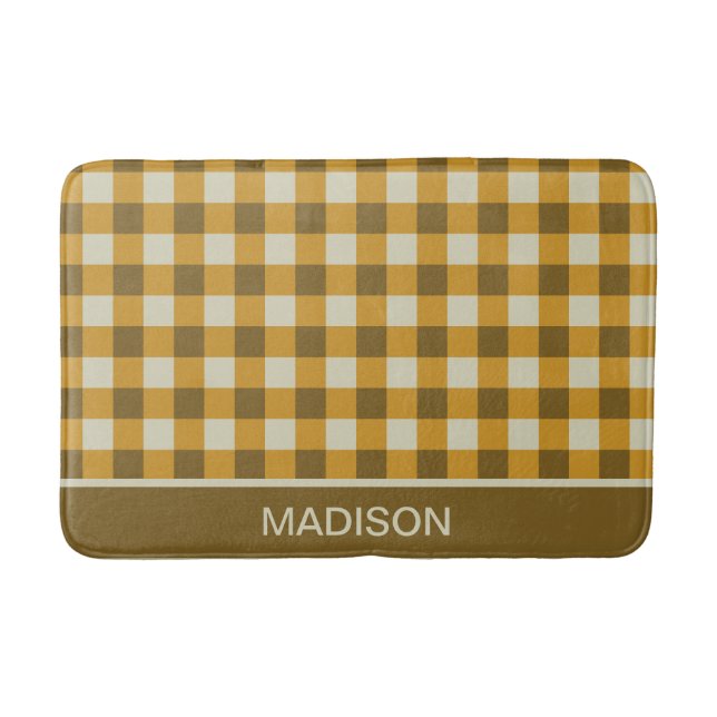 Schachbrett Gingham Personalisiert Pattern Badematte (Vorderseite)
