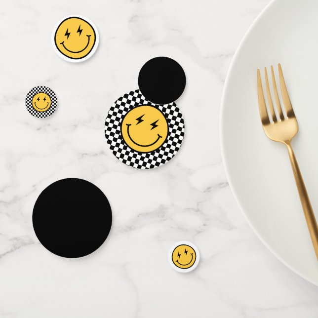 Schachbrett Happy Face Birthday Konfetti (Gruppe)