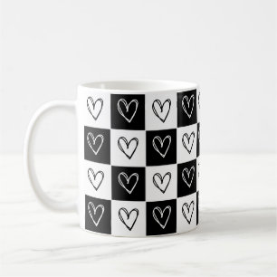 Schachbrett-Herzen Kaffeetasse