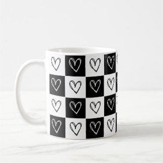 Schachbrett-Herzen Kaffeetasse