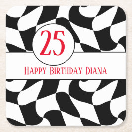 Schachbrett in Schwarz und Weiß, Teller in Papierf Rechteckiger Pappuntersetzer