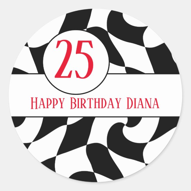 Schachbrett in Schwarz und Weiß, Teller in Papierf Runder Aufkleber (Vorderseite)