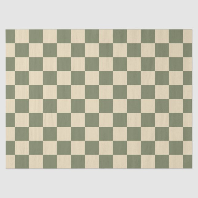 Schachbrett mit grüner und heller Beige Seidenpapier (Vorderseite)