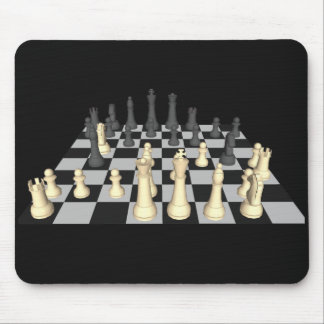 Schachbrett mit Schach-Stücken - Mousepad