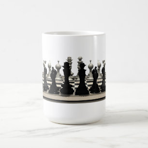 Schachbrett mit Schach-Stücken: Tasse