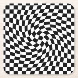 Schachbrett mit schwarzem und weißem Karton Rechteckiger Pappuntersetzer