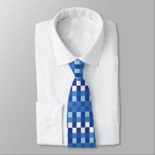 Schachbrett Modern Blau Kariert Krawatte