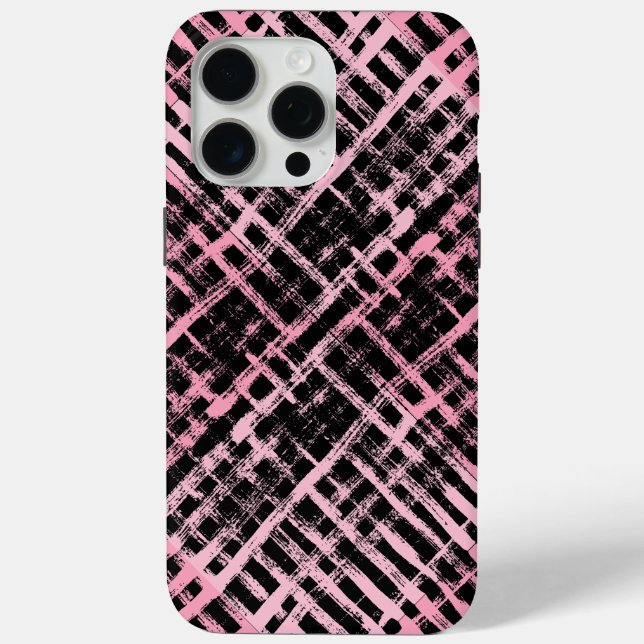 Schachbrett Muster -06P.Pink Black BG Case-Mate iPhone Hülle (Rückseite)