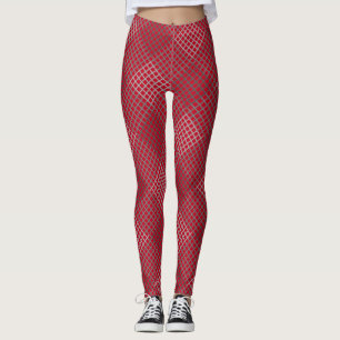 Schachbrett Muster Diagonal 2tn.b Rote BG Leggings