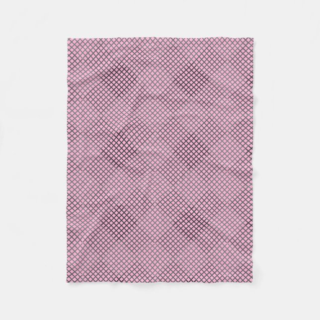 Schachbrett Muster Diagonal 2tn.w LPink BG Fleecedecke (Vorderseite)