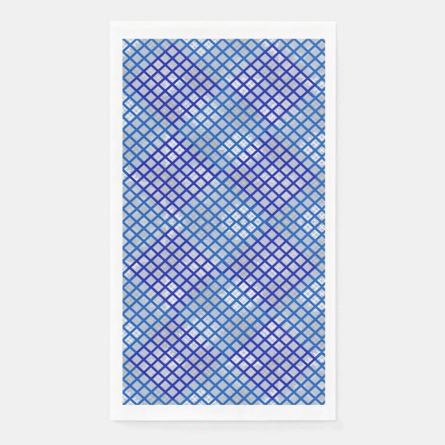 Schachbrett Muster diagonal Blue 02.w LGrey BG Serviette (Vorderseite)