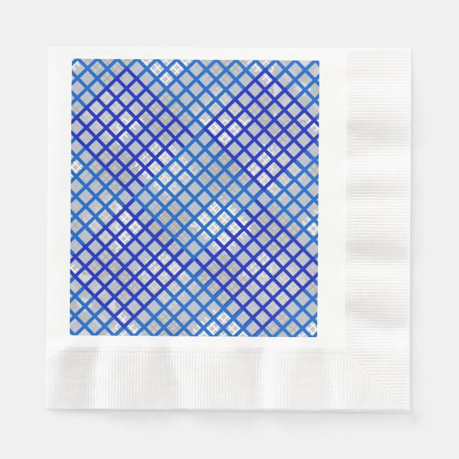 Schachbrett Muster diagonal Blue 02.w LGrey BG Serviette (Vorderseite)