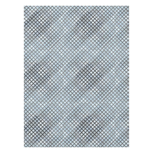 Schachbrett Muster diagonal grau 02.w Lblue BG Tischdecke (Vorderseite)