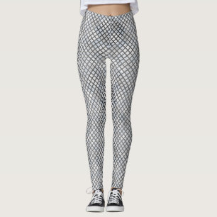 Schachbrett Muster diagonal grau 02.w Offwhite BG Leggings