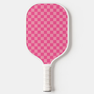 Schachbrett Muster in Pink, hellrosa Pickleball Schläger